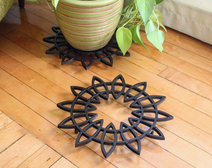 Sunburst 12" Cast Iron Trivets for Plant Woodstove Tabletop