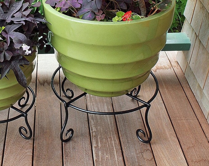 Set of 2- Short 6"H Piazza Low Wrought Iron Plant Stands indoor/outdoor