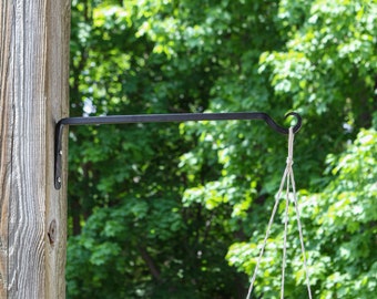 2-Wrought Iron 15" Straight Arm Upcurled Hook Wall Brackets (Set of TWO)
