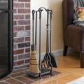 26 1/2"H Gretel Inline Wrought Iron Fireplace or Stove Tool Set -Rope Handles