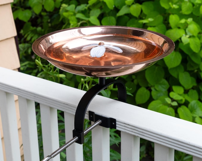 Dogwood Birdbath with Over Deck or Hand Railing Bracket