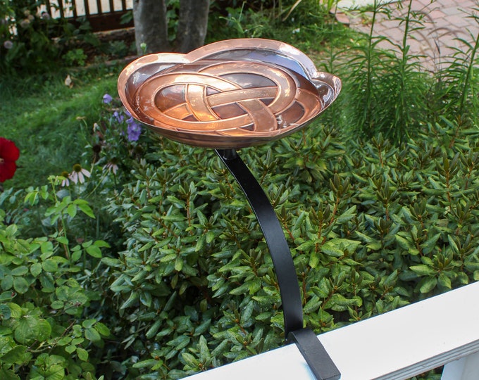 Celtic Knot Birdbath with Clamp-on Handrail Bracket