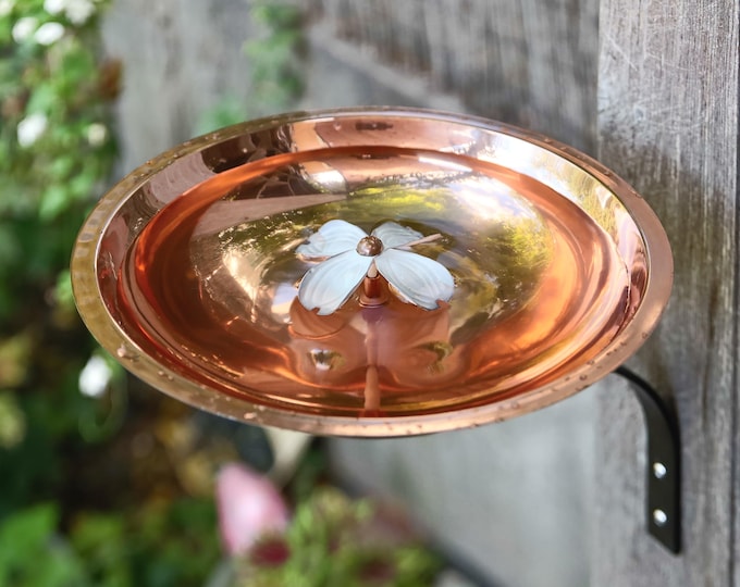 Dogwood Copper Birdbath with Wall Bracket