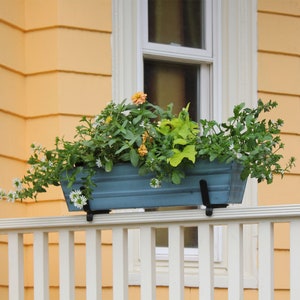 22"L Blue Railing Window Flower Box Planter for 2x4 or 2x6 Railings