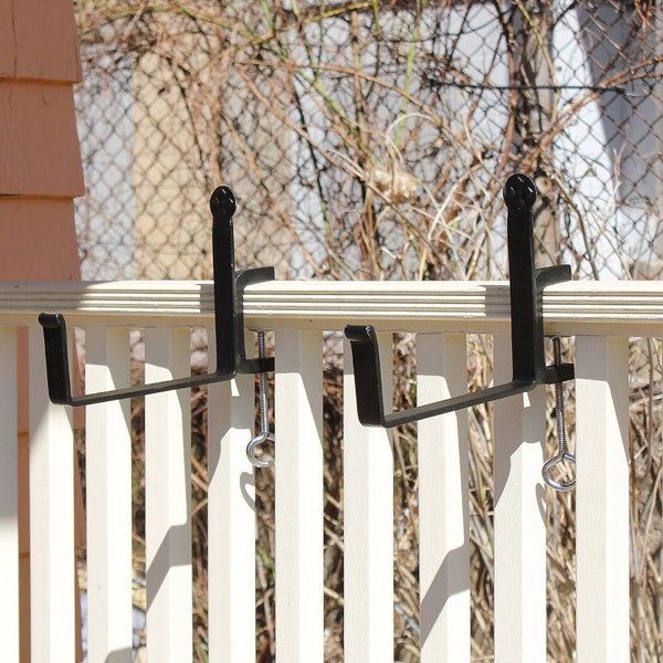 10" Clamp-on Railing Brackets for Window and Flower Boxes, Wrought Iron