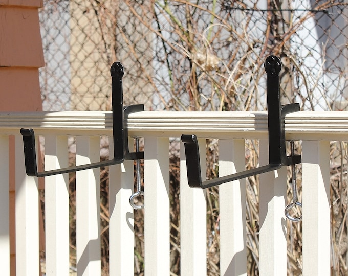 10" Clamp-on Railing Brackets for Window and Flower Boxes, Wrought Iron