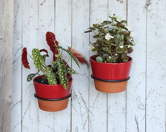 SET of THREE, 6" Wrought Iron Flowerpot Ring/Holder Wall Brackets