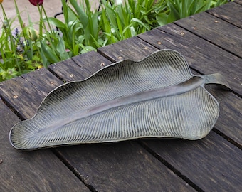 Cast Leaf Dish for Tabletop or Garden