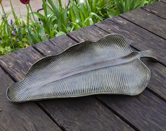 Cast Leaf Dish for Tabletop or Garden