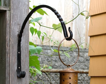 2- Heavy Duty Twist Arc Brackets, 18 inch, Wrought Iron Wall Hook Hanger (SET of 2)