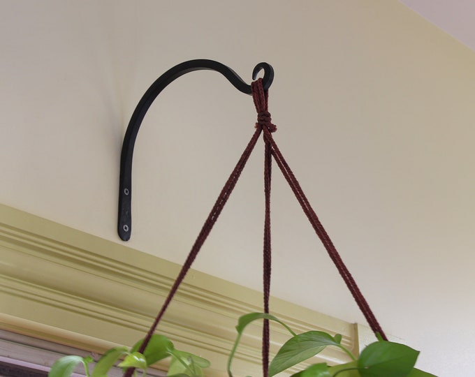 2-Wrought Iron 8" Upcurled Wall Hook Brackets (Set of TWO)