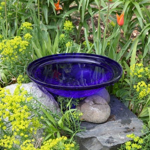 12&quot; Cobalt Crackle Glass Replacement Birdbath Bowl