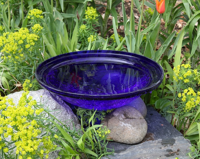 12" Cobalt Glass Replacement Birdbath Bowl