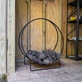 Medium Wrought Iron Hoop Wood Holder- For Firewood, Logs