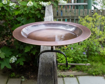 Simple Copper Birdbath 18" Diameter Birdbath with Over-Rail Bracket