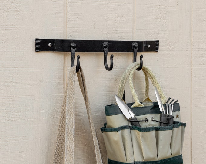 Wall Hook Bracket, Wrought Iron, Straight  with 3 hooks