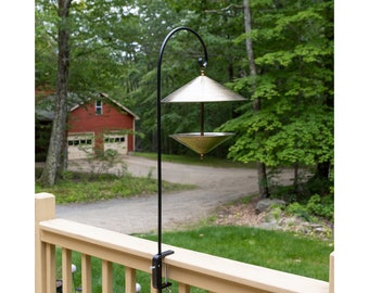 Wrought Iron Shepherd's Hook, Clamp On for Deck and Porch Railings