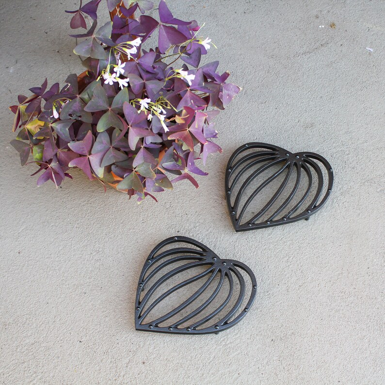 Leafshaped Cast Iron Trivets for Plant Woodstove Tabletop Etsy