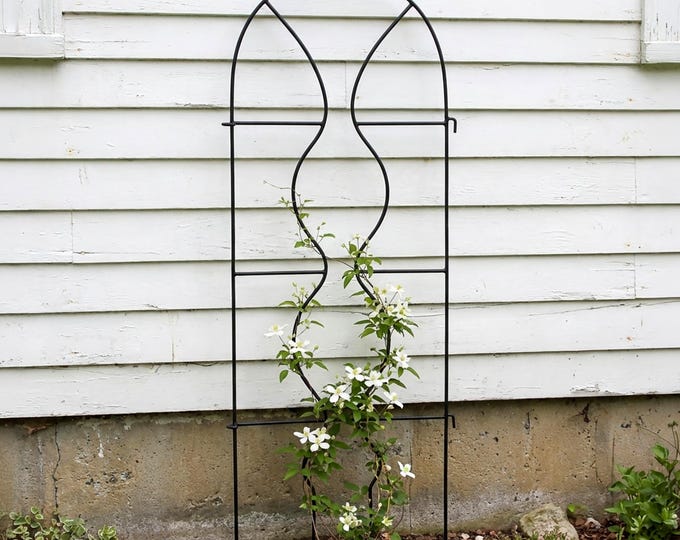 Hourglass Wrought Iron Trellis,  Free-Standing for Garden, 65"H x 24"W