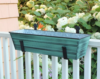 22"L Green Clamp-On Flower Window Box Planter for Railings