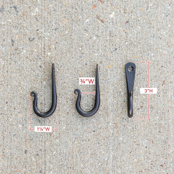Buy 3-wrought Iron Narrow Profile Small J-hooks 3-inch set of THREE Online  in India 