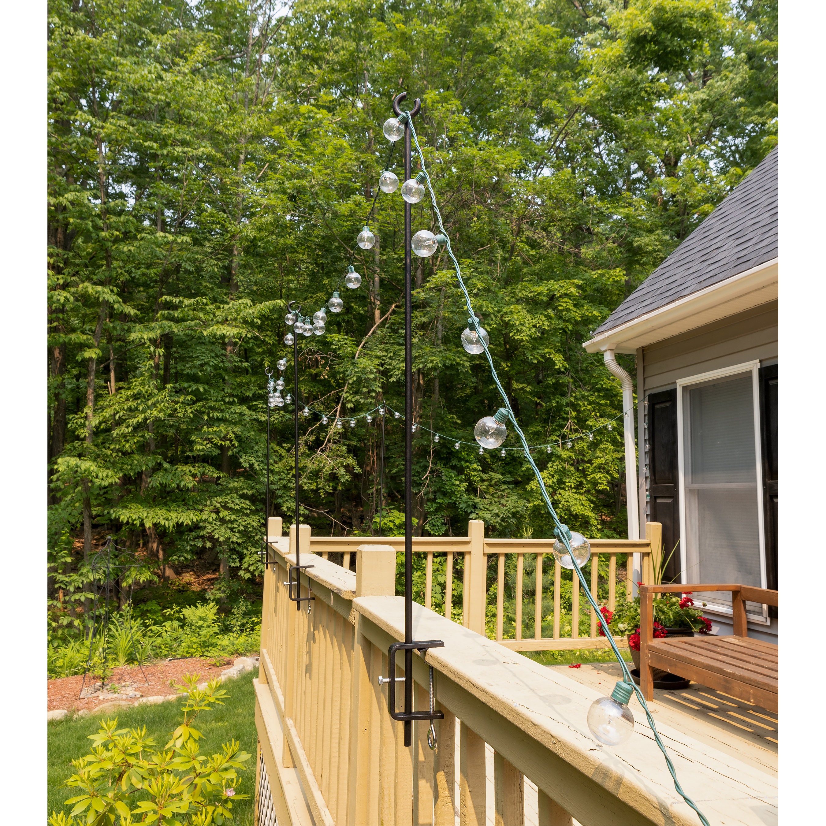 String Light Adjustable Hanging Poles Clamp-on for Railing or