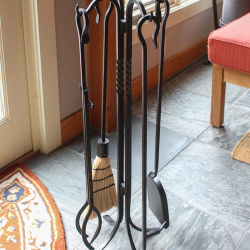 Wrought Iron Handmade Classic Twisted Rope Fireplace Tool Set Etsy