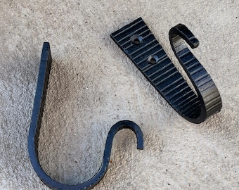 Wrought Iron Hammered S-Hooks, Black (Set of TWO)