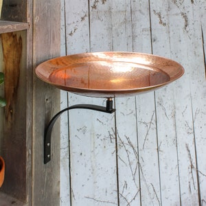 Hammered Copper Birdbath with Wall Bracket