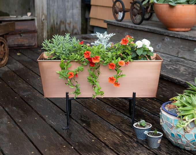 Copper Plated Flower Box with Folding Stand