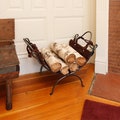 Wrought Iron Folding Leaves Log Holder - Includes Suede Carrier
