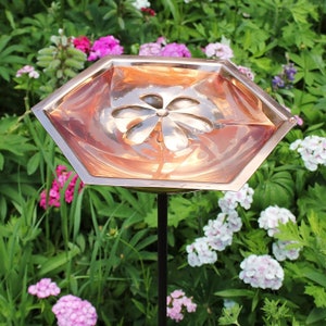 Hexagonal Copper Birdbath Bee Fountain for Pollinator Gardens