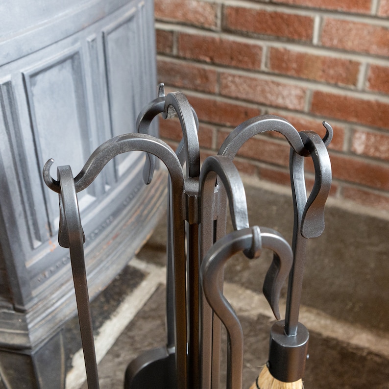 22 Wrought Iron Fireplace Tool Set Shepherds Hook Etsy