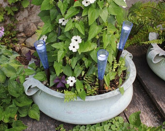 Garden Lights Tealight Candle Holders, Light Blue Crackle Glass, Set of 6