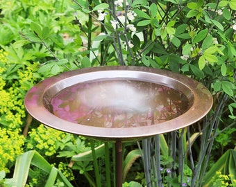 Classic Copper Birdbath on Garden Stake