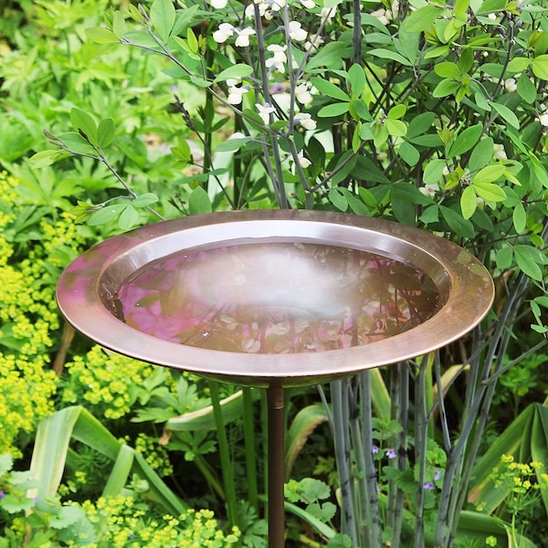 Classic Copper Birdbath on Garden Stake