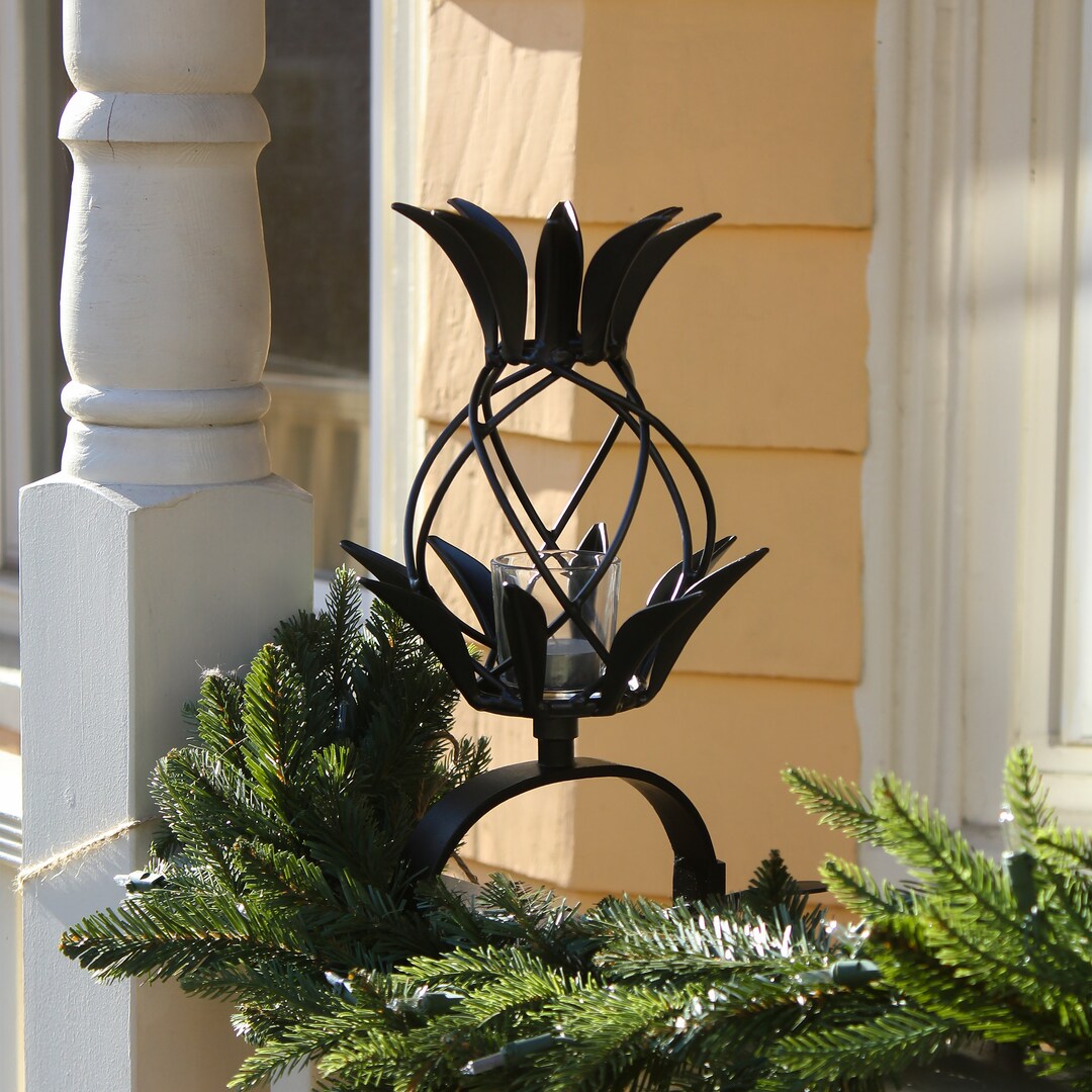 Pineapple Wrought Iron Votive Candle Tealight Holder With Over Railing ...