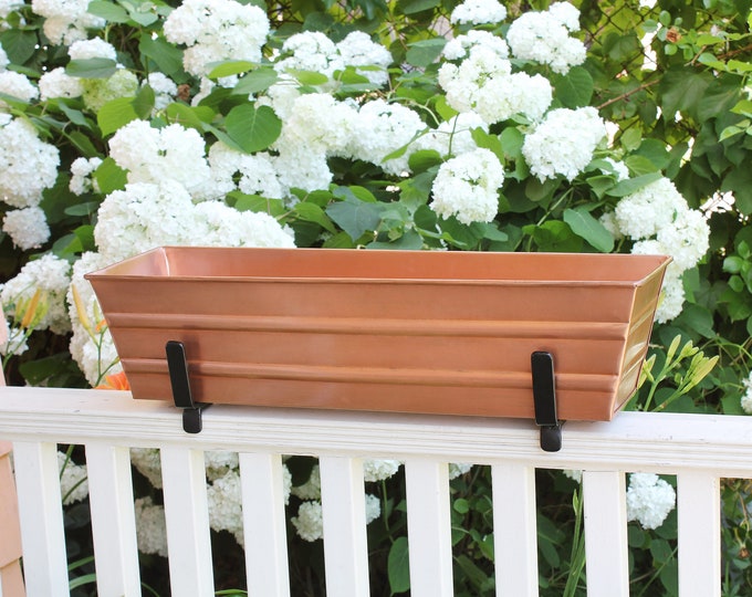 22"L Copper Plated Railing Window Flower Box Planter for 2x4 or 2x6 Railings