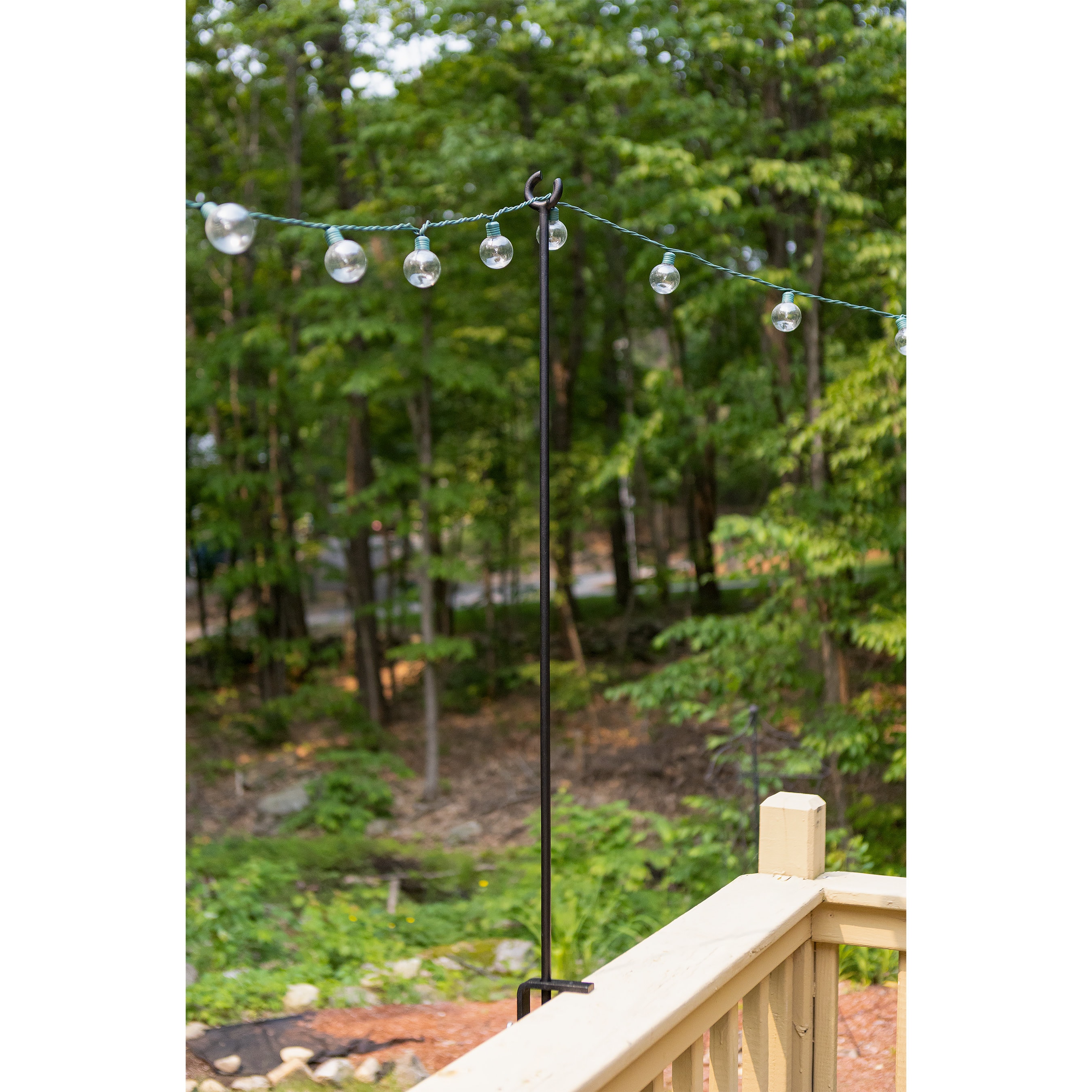 String Light Poles with Hook for Hanging String Lights for Garden Party Patio Christmas Wedding - Black