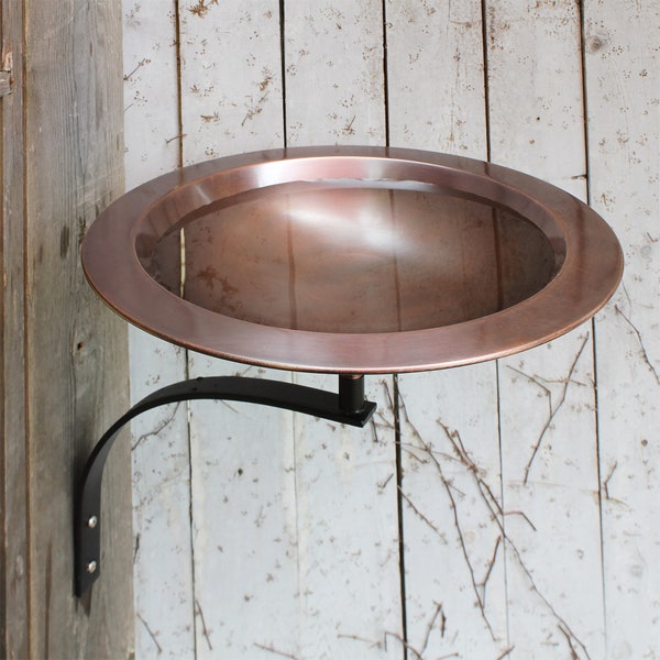 Classic Copper Birdbath with Wall Bracket