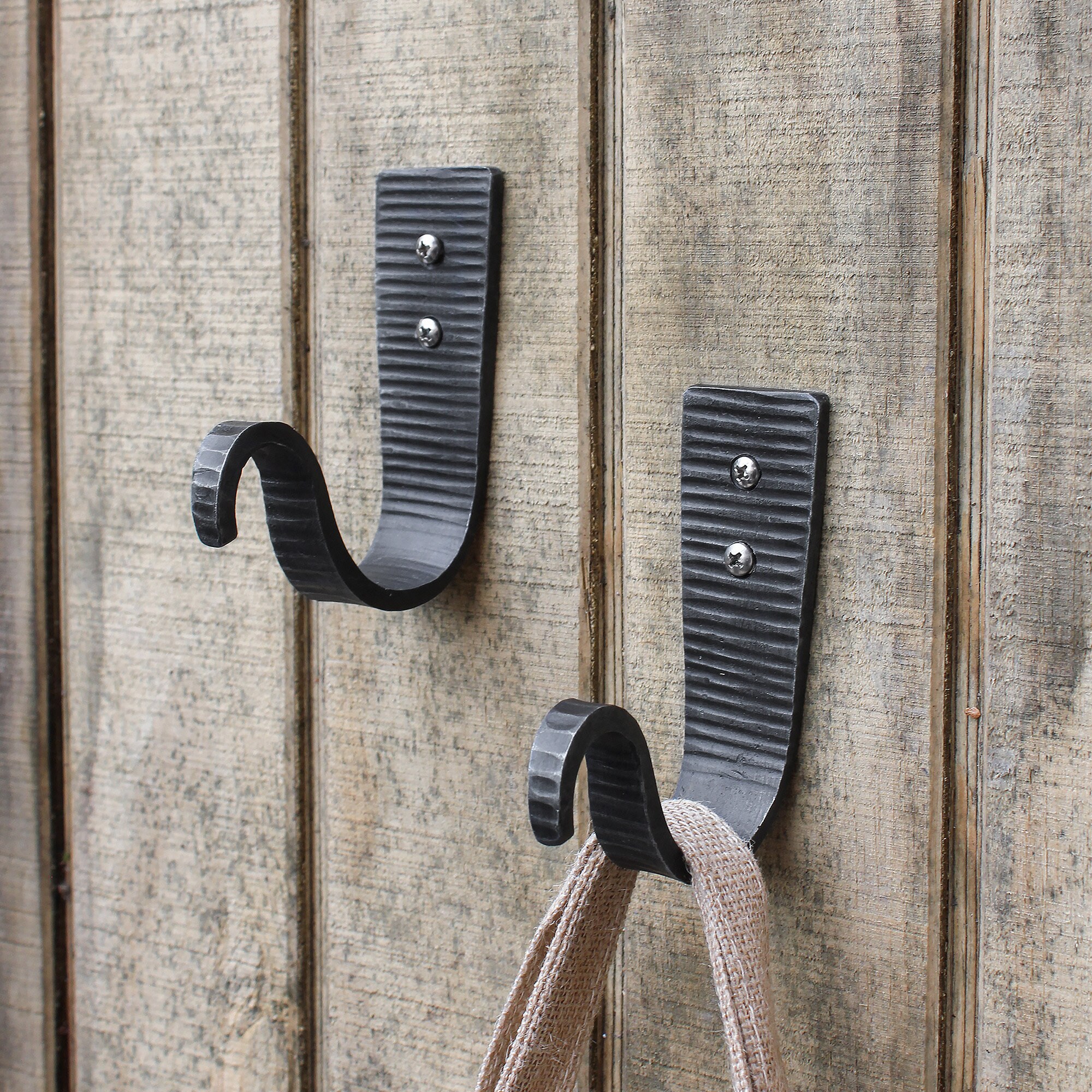 2Wrought Iron Hammered SHooks (Set of TWO)