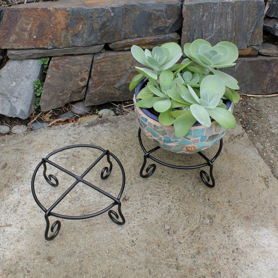 Set of 2- Short 4" H, Piazza Low Wrought Iron Plant Stands Indoor/outdoor -  Etsy