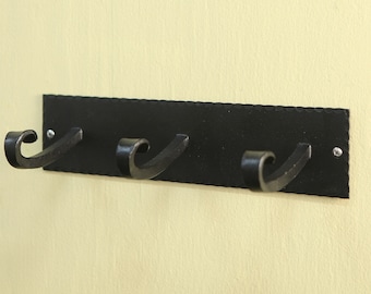 Mission/Craftsman-style Wrought Iron, Coat Rack Triple Wall Hook Bracket