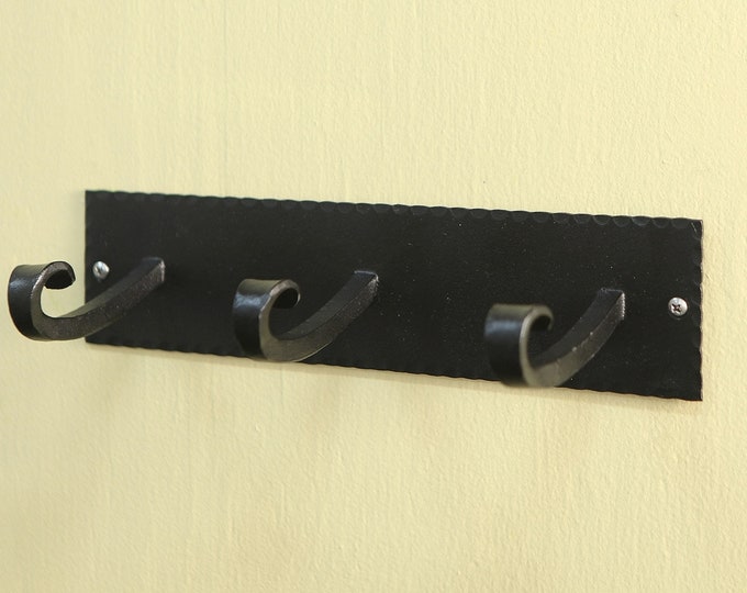 Mission/Craftsman-style Wrought Iron, Coat Rack Triple Wall Hook Bracket