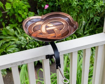 Celtic Knot Birdbath with Over Deck or Hand Railing Bracket