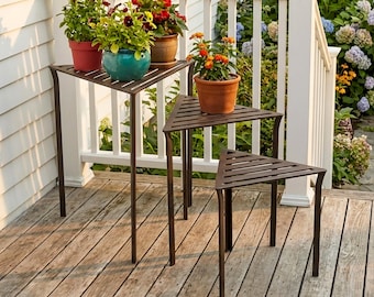 Wrought Iron Nesting Tables, Plant Stands, Set of 3