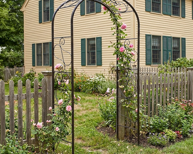 Scrolls Wrought Iron Arbor Garden Arch, 99"H