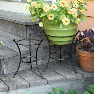 Set of Two-Ball End Wrought Iron Plant Stands indoor/outdoor