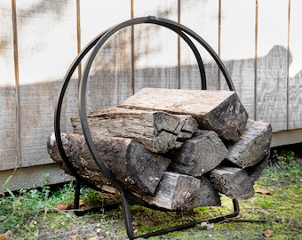 Wrought Iron Hoop Wood Holder- For Firewood, Logs