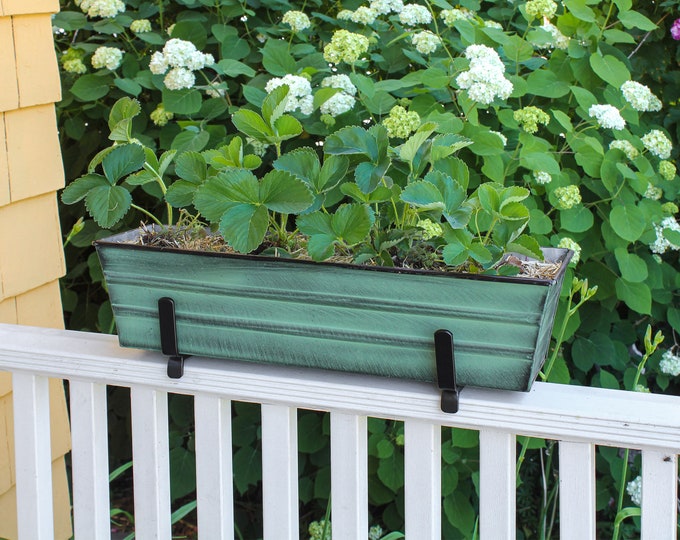 22"L Dark Green Railing Window Flower Box Planter for 2x4 or 2x6 Railings